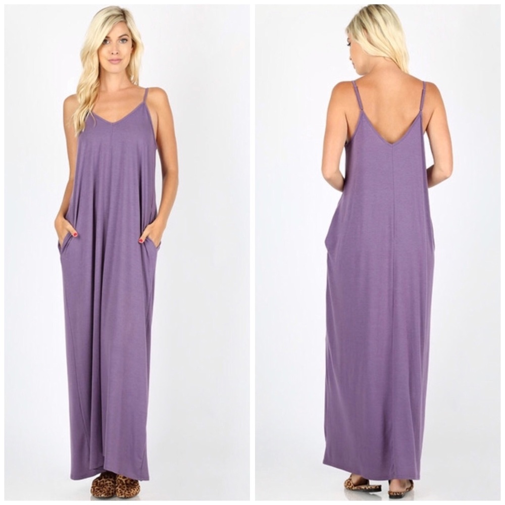 LAST Coral Pocket V-Neck Tank Maxi Dress - Picture 3 of 4